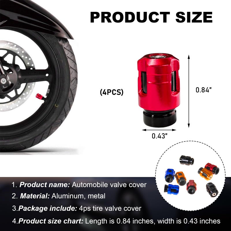 Yourkar 4 PCS Car Tire Valve Stem Caps  Unique Shape Aluminum Alloy Wheel Valve Covers  Corrosion Resistant Leak-Proof Tire Valve Stem Cover  Universal Vehicle Wheel Accessories (Red) - Image 2